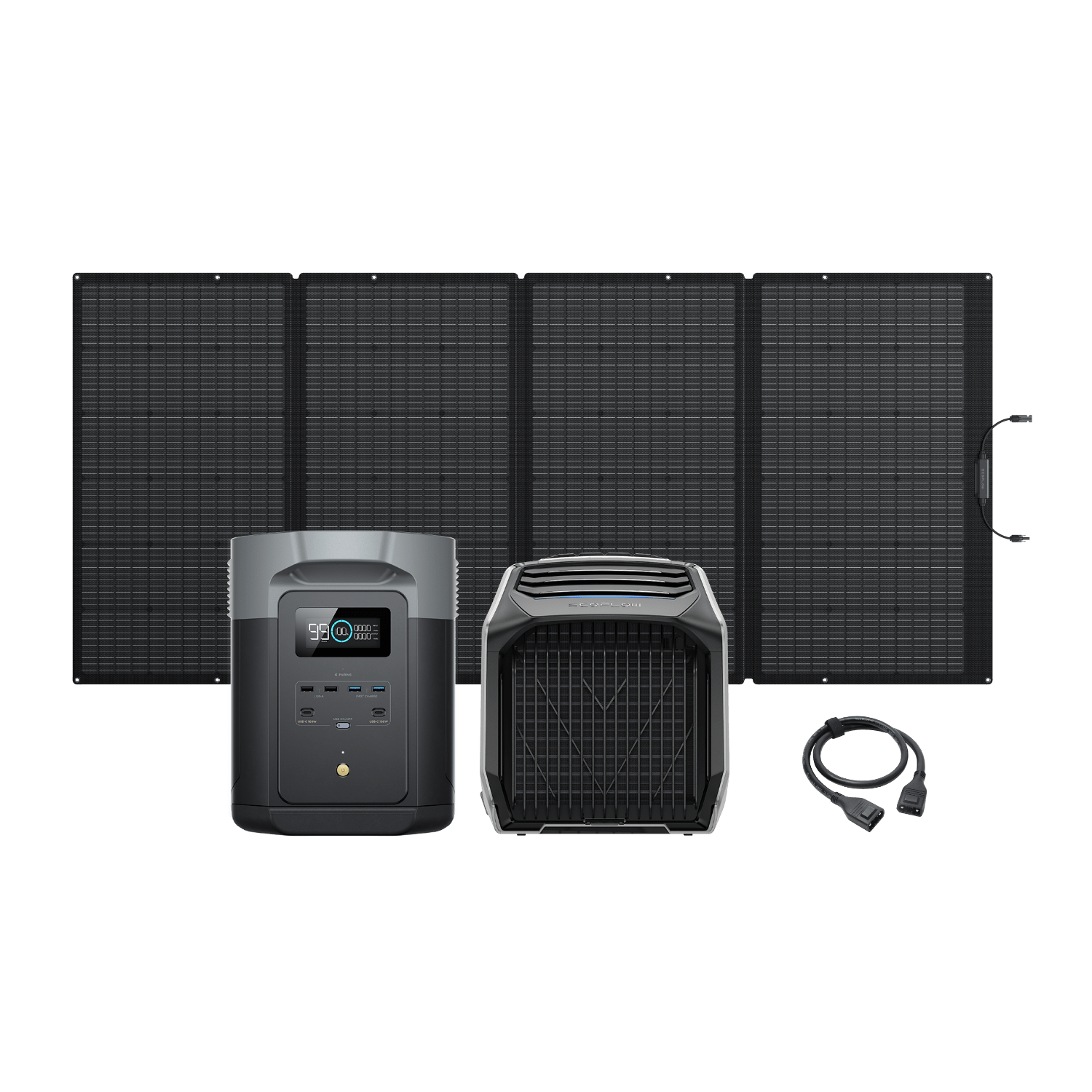 EcoFlow WAVE 2 + DELTA 2 Max + 400W Tragbares Solarpanel + XT150