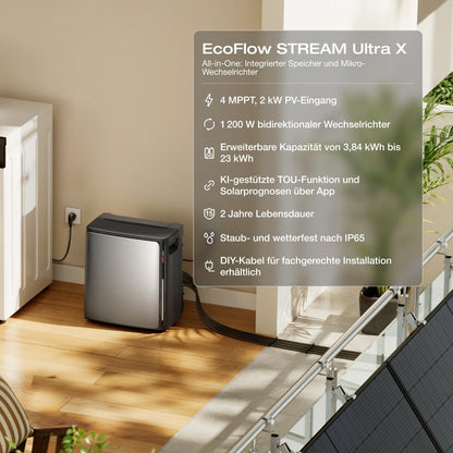 EcoFlow STREAM Ultra X Balkonkraftwerk mit Speicher (Generalüberholt)